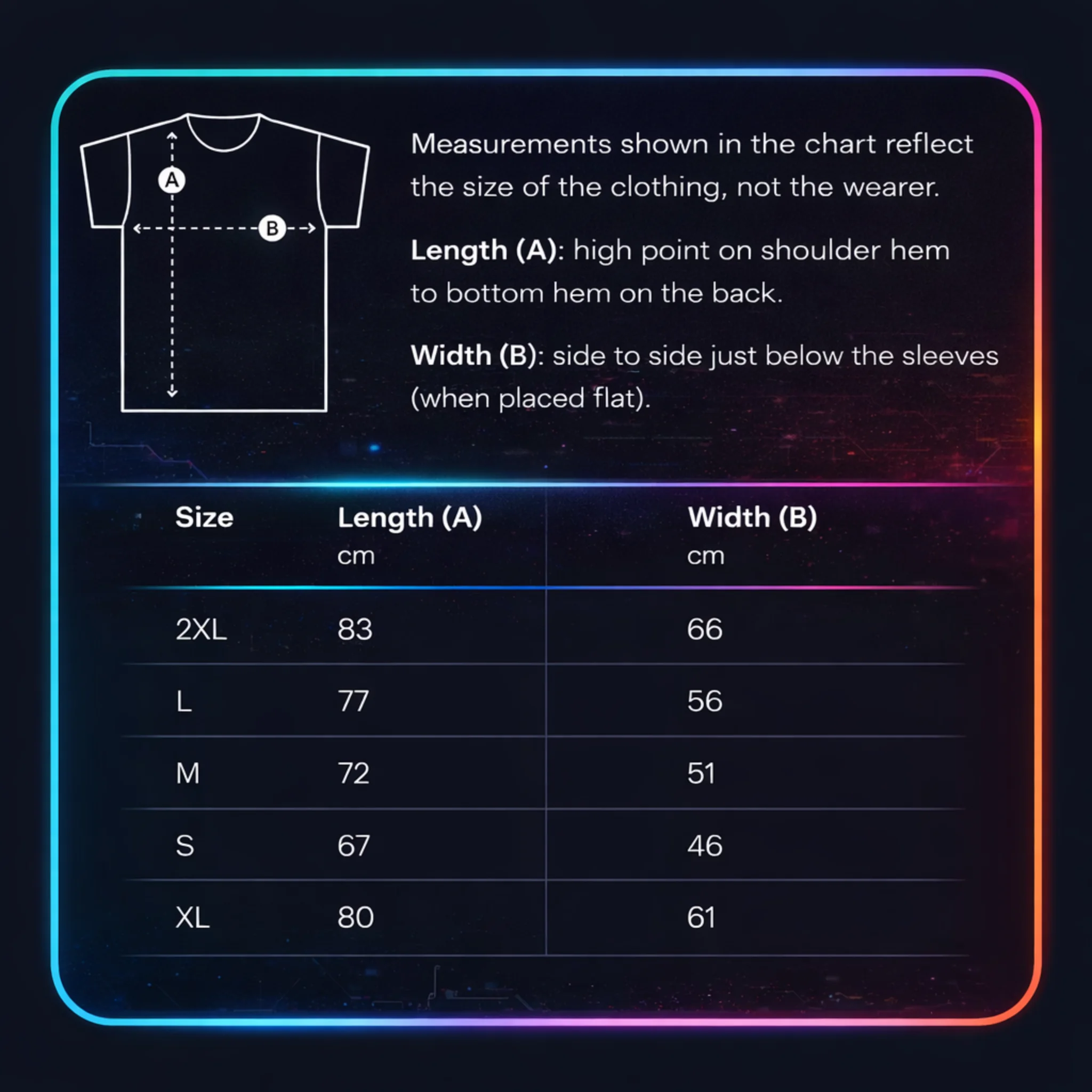 Size guide for Facelook – Keep an Eye Tee